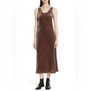 Vince Velvet Tank Midi Dress, Cocoa Bean Brown,  Small